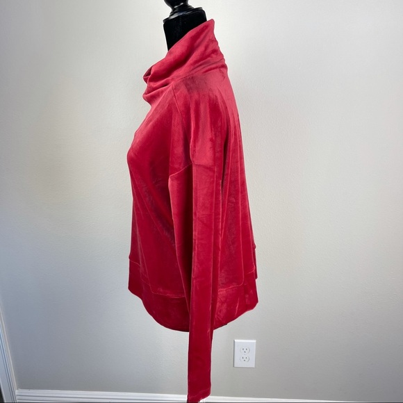 NWT RBX Red Velvet Velour Long Sleeve Mock Neck Active Jacket Sweater - Picture 5 of 10